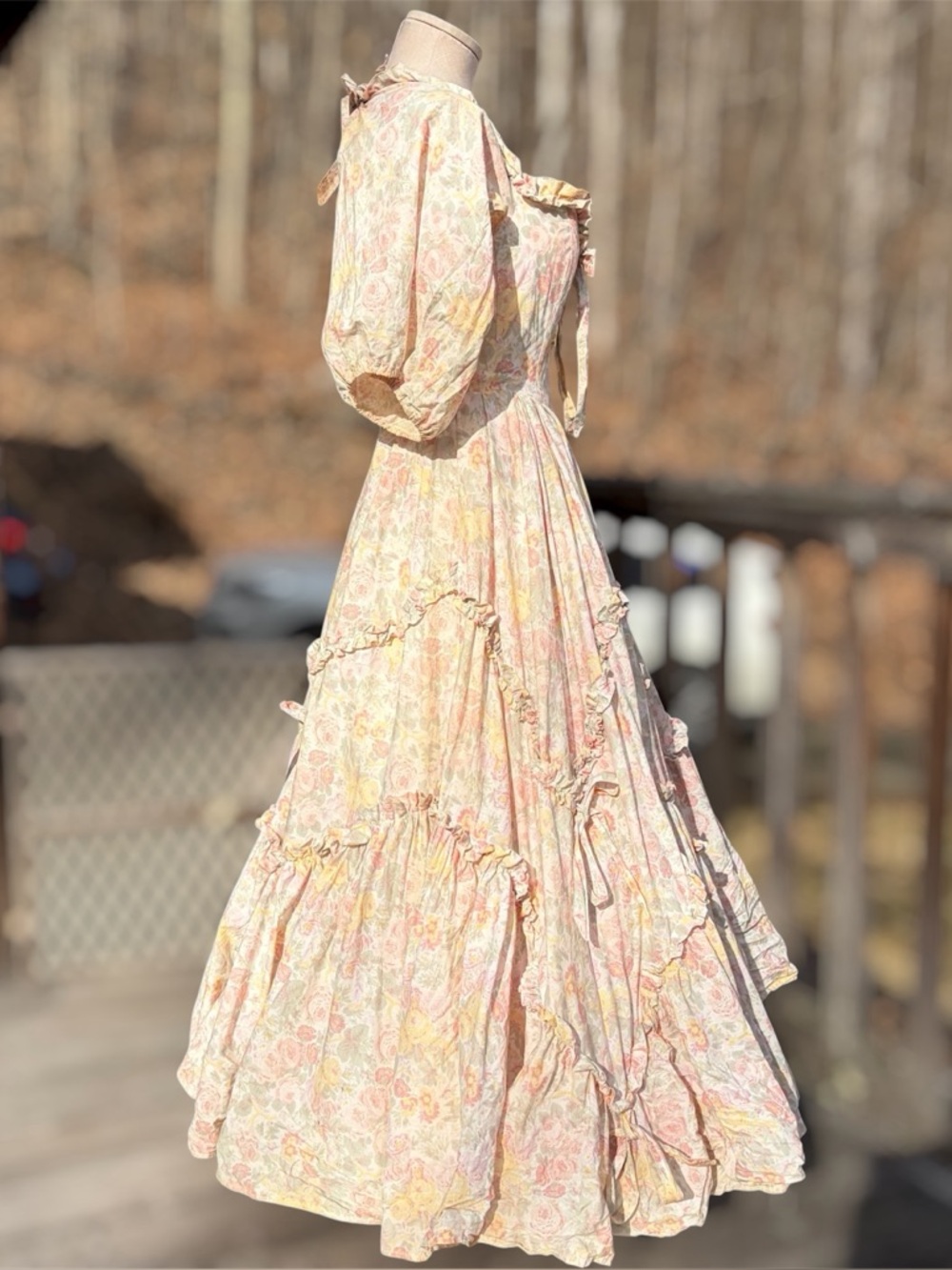 *RARE* Laura Ashley Vintage 80s Floral Meadow Decadence Bo Peep Ball Gown Sz 10 - Picture 10 of 16